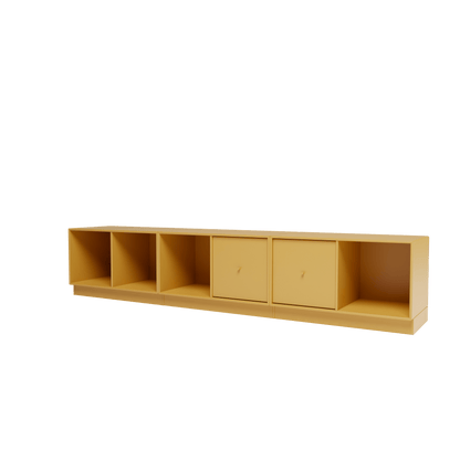 Banc Rest III Montana, laque 157 Cumin, sur socle de 7 cm, vue de trois quarts sur fond blanc