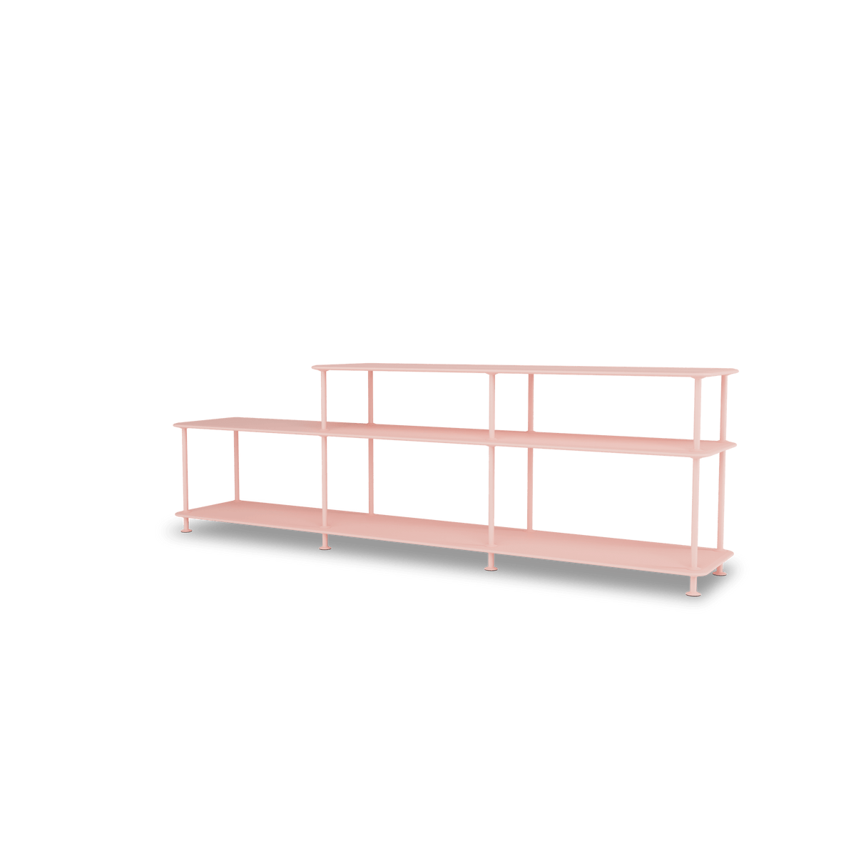 Etagère Free 111220 Montana, tablettes 167 Ruby et structure 167 Ruby, vue de trois quarts sur fond blanc