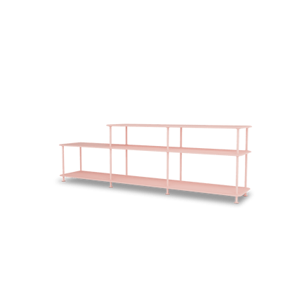 Etagère Free 111220 Montana, tablettes 167 Ruby et structure 167 Ruby, vue de trois quarts sur fond blanc