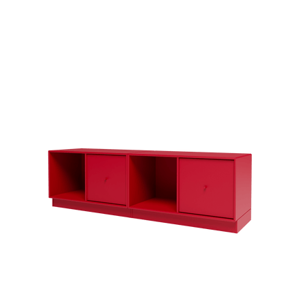 Banc Rest II Montana, laque 165 Beetroot, sur socle de 7 cm, vue de trois quarts sur fond blanc