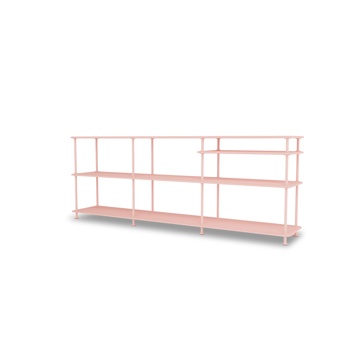 Etagère Free 222100 Montana, tablettes 167 Ruby et structure 167 Ruby, vue de trois quarts sur fond blanc
