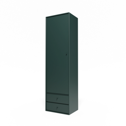 Armoire Attire I Montana, laque 163 Black Jade, suspendu au rail mural, vue de trois quarts sur fond blanc