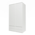 Armoire Attire IV Montana, laque 01 White, suspendu au rail mural, vue de trois quarts sur fond blanc