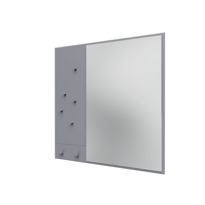Miroir Memo Montana, laque 100 Graphic, suspendu au rail mural, vue de trois quarts sur fond blanc