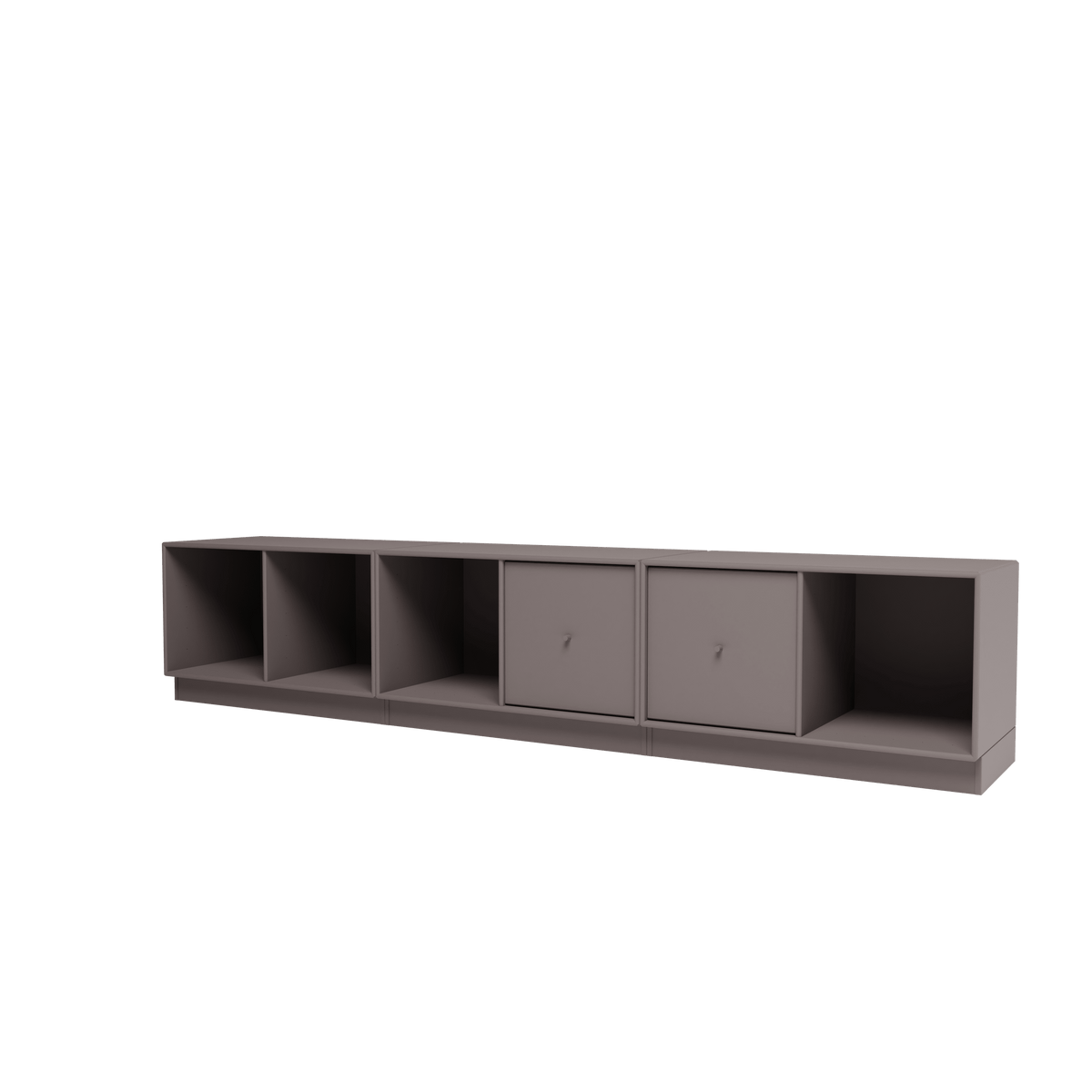 Banc Rest III Montana, laque 35 Coffee, sur socle de 7 cm, vue de trois quarts sur fond blanc