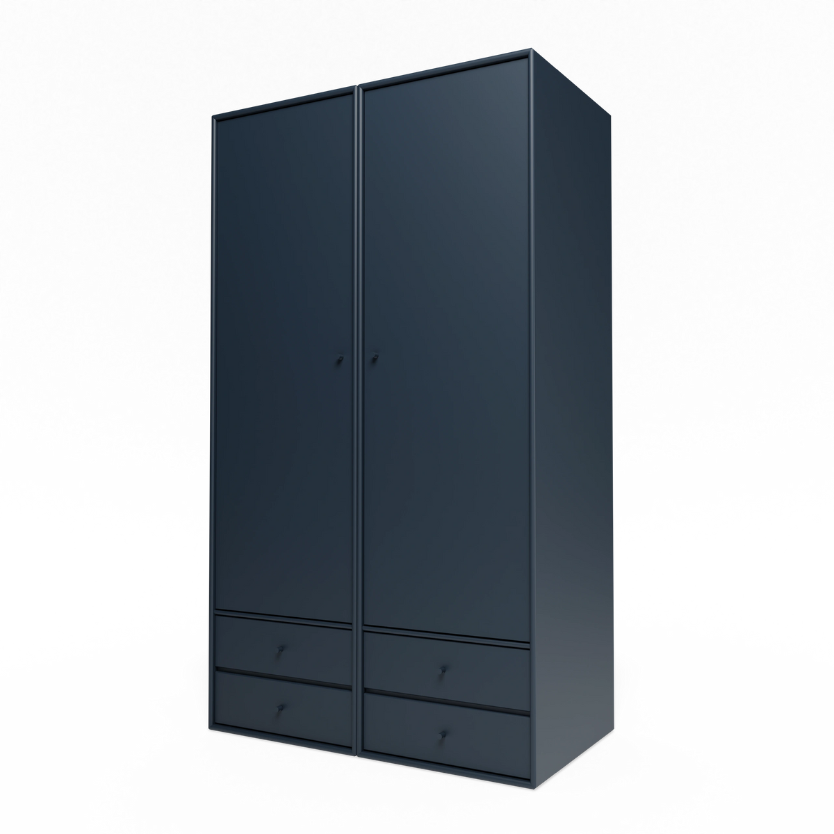 Armoire Attire IV Montana, laque 138 Juniper, suspendu au rail mural, vue de trois quarts sur fond blanc