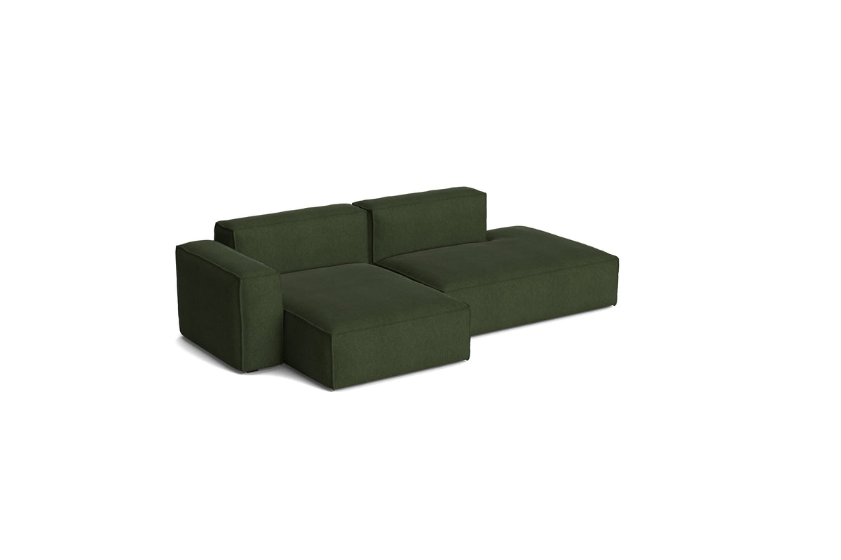 Canapé Mags Soft Low déhoussable de Hay, 2,5 places combinaison 3 méridienne gauche, tissu Turf dark green