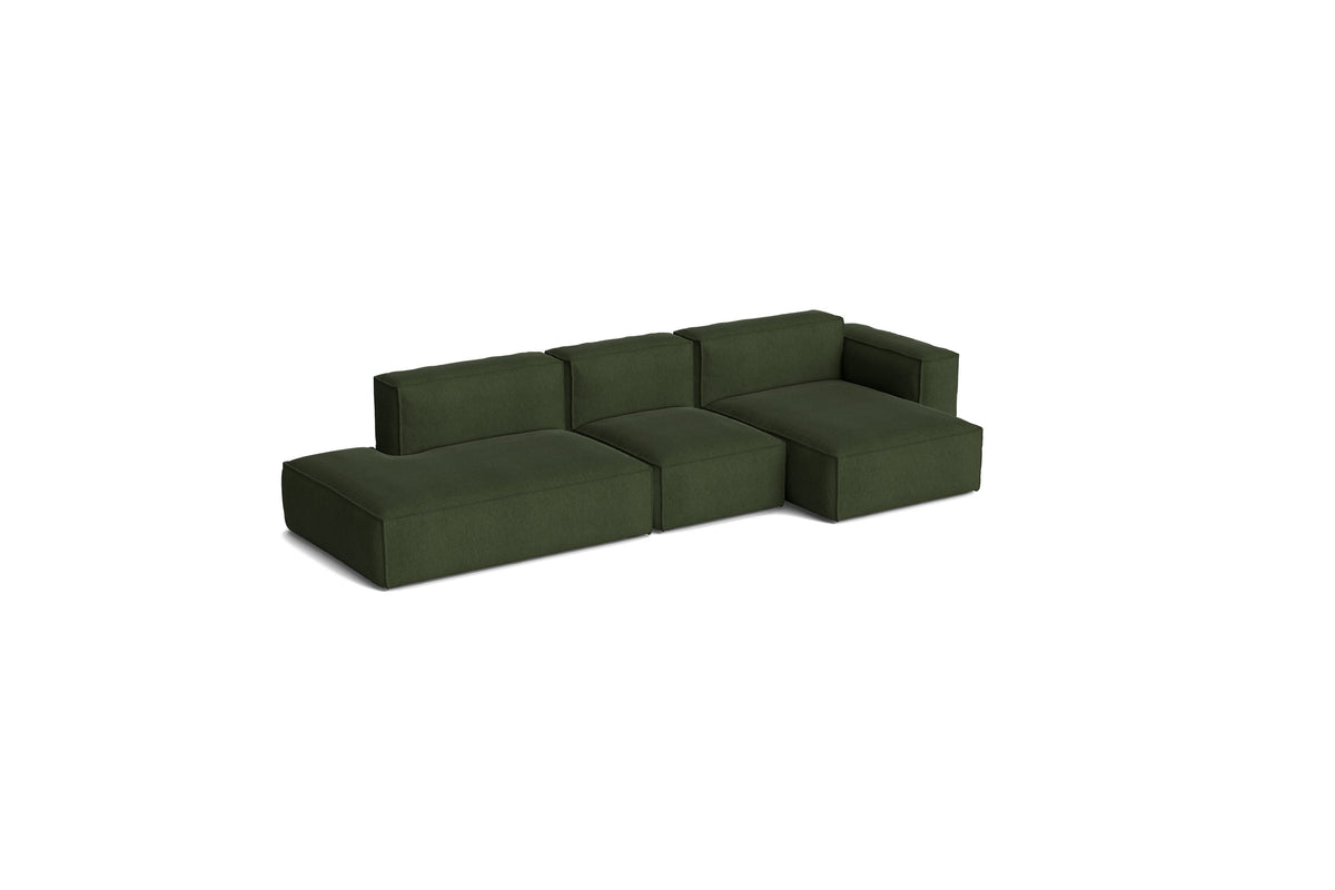 Canapé Mags Soft Low déhoussable de Hay, 3 places combinaison 4 méridienne droite, tissu Turf dark green