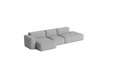Canapé Mags Soft Low déhoussable de Hay, 3 places combinaison 4 méridienne gauche, tissu Steelcut Trio 124