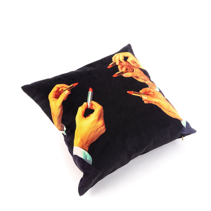 Coussin Lipsticks Black de ToiletPaper - Seletti-vue 2-The Woods Gallery