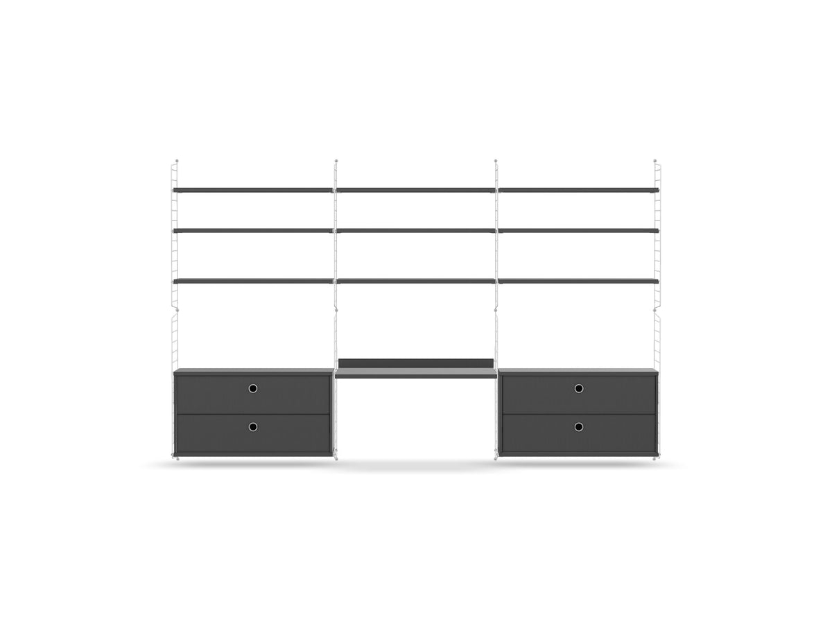 Espace de travail Workspace F - String Furniture-Gris foncé-Blanc-The Woods Gallery