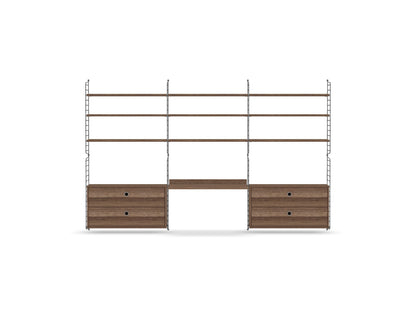 Espace de travail Workspace F - String Furniture-Noyer-Gris foncé-The Woods Gallery