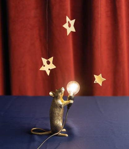 Lampe Mouse Lamp Step dorée de Marcantonio - Seletti-vue 6-The Woods Gallery