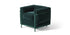 Fauteuil 2 Grand Confort (LC2) petit modèle, édition 60 ans - Cassina-vue de trois quarts, velours vert foncé et cadre vert-Cassina