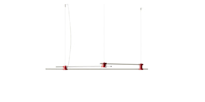 Suspension Eitie Triangle Horizontal de Tobia Scarpa - Cassina-vue de face, barres lumineuses horizontales et joints rouges-Cassina