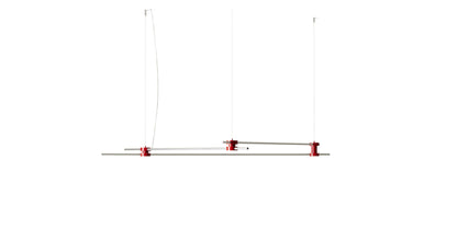 Suspension Eitie Triangle Horizontal de Tobia Scarpa - Cassina-vue de face, barres lumineuses horizontales et joints rouges-Cassina