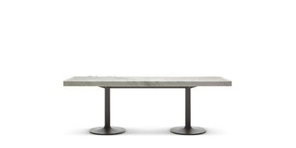 Table 11 pieds corolle (LC11) - Cassina-vue de face, plateau en marbre sur pieds ronds-Cassina