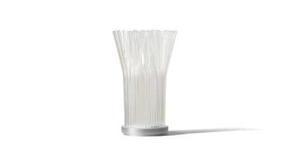 Lampe à poser Fluxus-E de Paolo Ulian - Cassina-vue de face, faisceau de tiges transparentes-Cassina