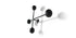 Applique Dot Pattern Light de Charles et Ray Eames - Cassina-vue de face, boules noires sur fond blanc-Cassina