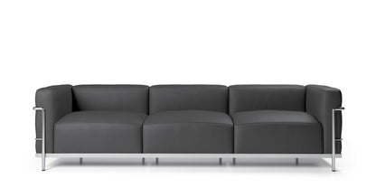 Canapé 3 Grand Confort (LC3) grand modèle, trois places - Cassina-vue de face, tissu gris anthracite-Cassina