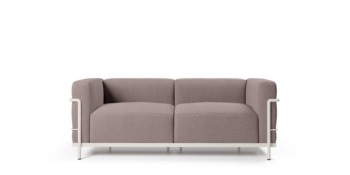 Canapé 3 Grand Confort (LC3) grand modèle, Outdoor - Cassina-vue de face, canapé deux places mauve-Cassina