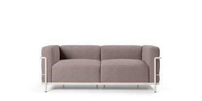 Canapé 3 Grand Confort (LC3) grand modèle, Outdoor - Cassina-vue de face, canapé deux places mauve-Cassina