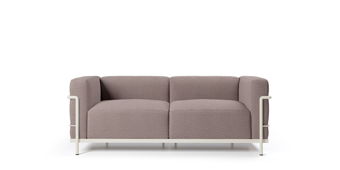 Canapé 3 Grand Confort (LC3) grand modèle, Outdoor - Cassina-vue de face, canapé deux places mauve-Cassina
