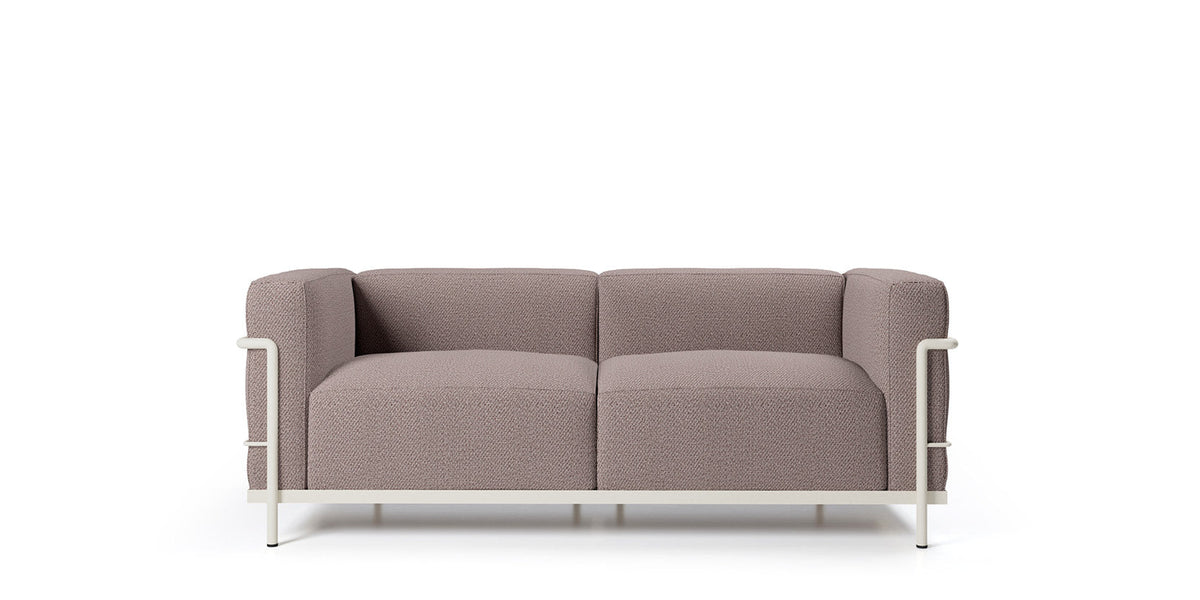 Canapé 3 Grand Confort (LC3) grand modèle, Outdoor - Cassina-vue de face, canapé deux places mauve-Cassina