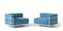 Méridienne 3 Grand Confort (LC3), Outdoor - Cassina-deux fauteuils bleus à cadre blanc-Cassina