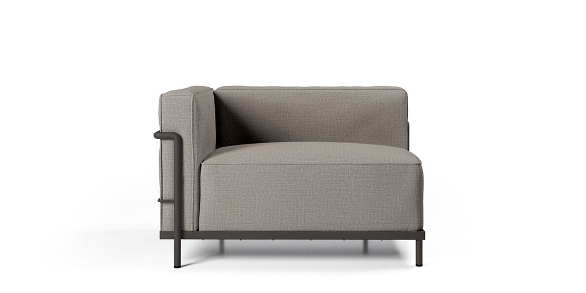 Méridienne 3 Grand Confort (LC3) grand modèle - Cassina-vue de trois quarts, module en tissu gris-Cassina