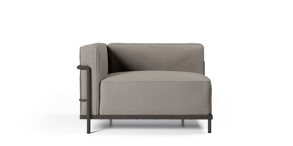 Méridienne 3 Grand Confort (LC3) grand modèle - Cassina-vue de trois quarts, module en tissu gris-Cassina