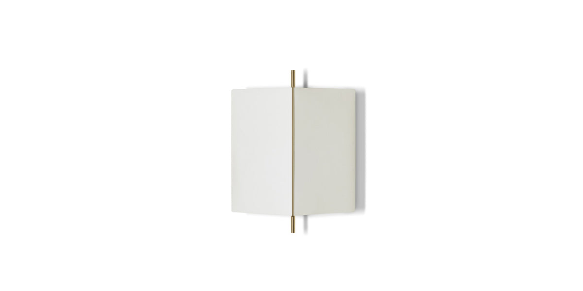 Applique 3to9 de Neri&amp;Hu - Cassina-vue de face, applique blanche et tige dorée-Cassina