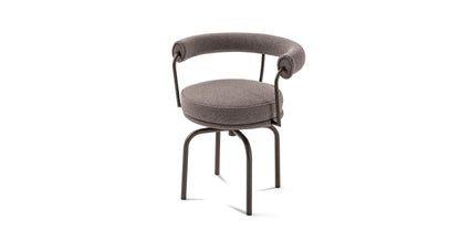 Fauteuil tournant 7 (LC7), Outdoor - Cassina-vue de trois quarts, assise pivotante taupe-Cassina