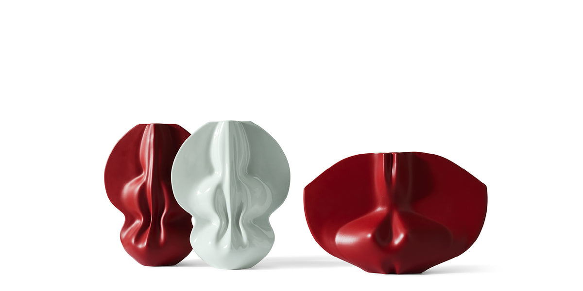 Vase Brolic de Bradley L. Bowers - Cassina-trois vases ondulés, rouges et blanc-Cassina
