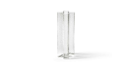 Vase Cross de Bodil Kjær - Cassina-vue de face, verre transparent texturé en croix-Cassina