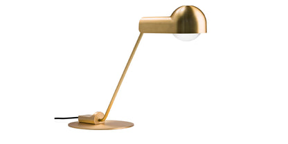 Lampe à poser Domo de Joe Colombo - Cassina-vue de trois quarts, lampe laiton à tête articulée-Cassina