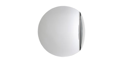 Miroir Gibbous de Michael Anastassiades - Cassina-miroir rond à fente latérale chromée, vue de face-Cassina