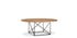 Table de conférence (LC15) de Le Corbusier - Cassina-vue de face, plateau rond en bois et base filaire-Cassina