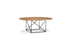 Table de conférence (LC15) de Le Corbusier - Cassina-vue de face, plateau rond en bois et base filaire-Cassina