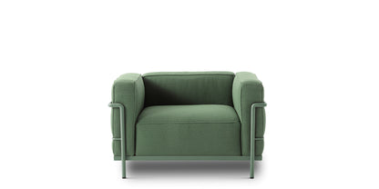 Fauteuil 3 Grand Confort (LC3) grand modèle, Outdoor - Cassina-vue de face, tissu vert et cadre assorti-Cassina