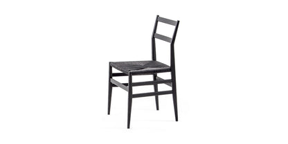 Chaise 646 Leggera de Gio Ponti - Cassina-vue de trois quarts, bois noir et assise en corde-Cassina