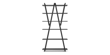 Bibliothèque 114 Nuvola Rossa de Vico Magistretti - Cassina-vue de face, étagères inclinées noires-Cassina