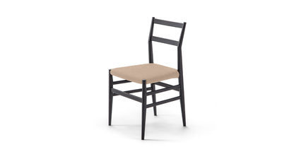 Chaise 646 Leggera de Gio Ponti - Cassina-vue de trois quarts, assise en tissu beige-Cassina