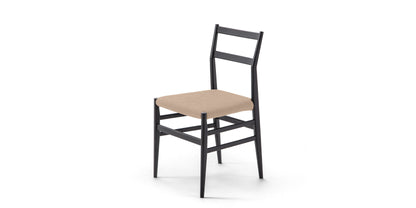Chaise 646 Leggera de Gio Ponti - Cassina-vue de trois quarts, assise en tissu beige-Cassina