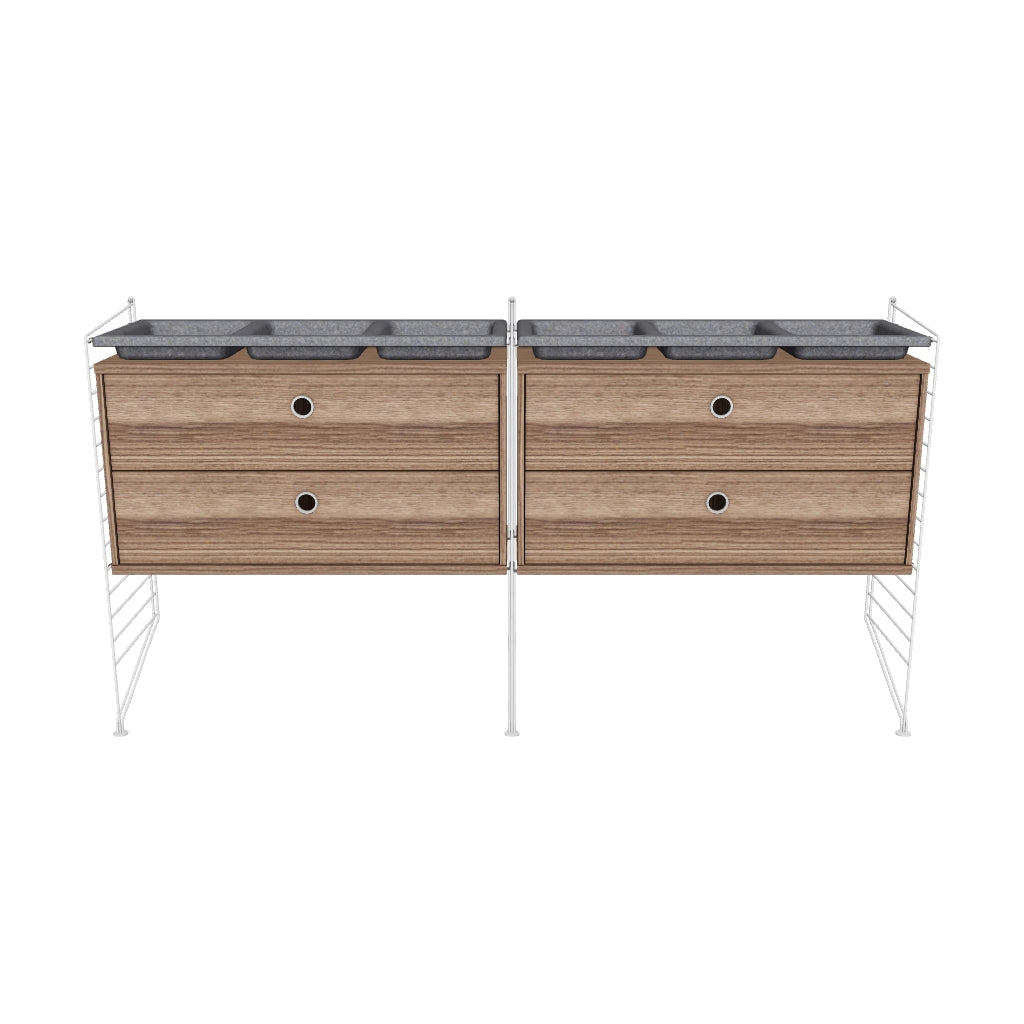 Ensemble de Chambre G - 3D - Blanc - Noyer