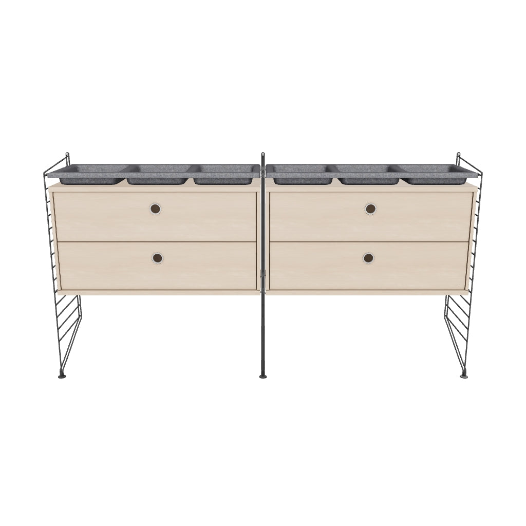 Ensemble de Chambre G - 3D - Gris foncé - Frêne
