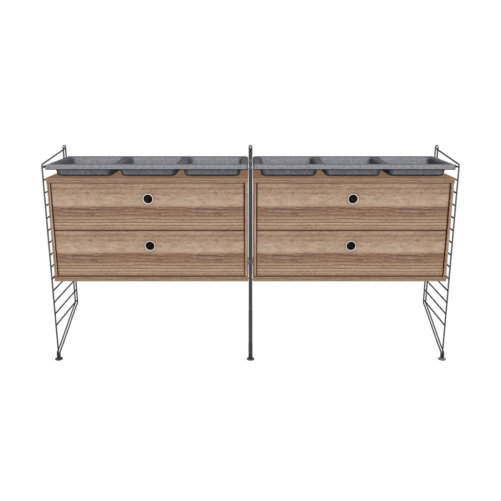 Ensemble de Chambre G - 3D - Gris foncé - Noyer