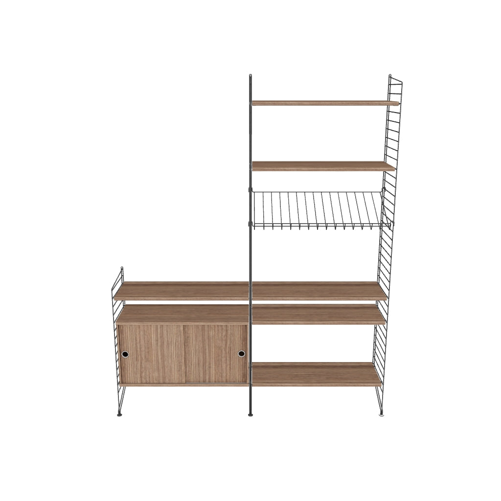 Ensemble de salon K - 3D - Gris foncé - Noyer