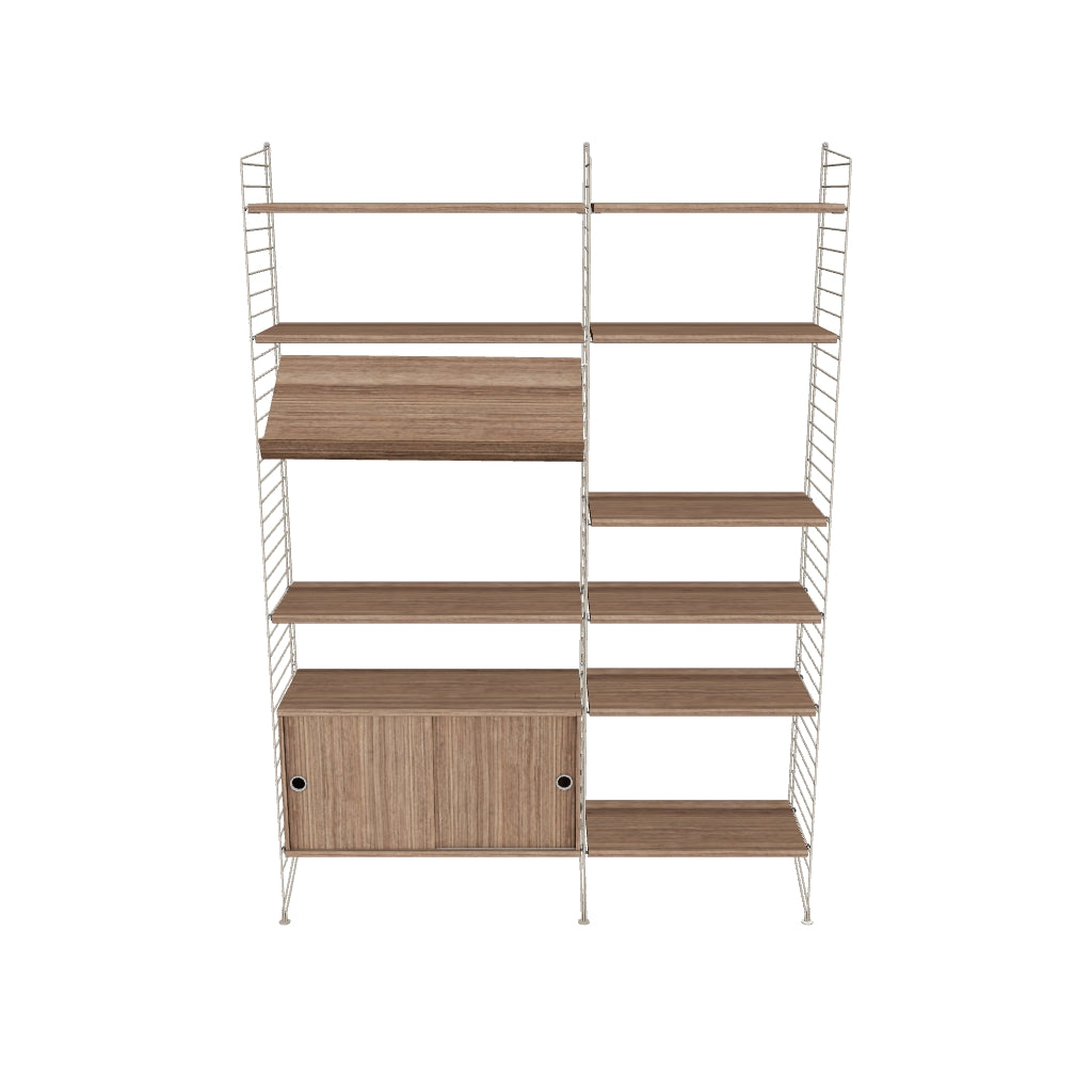 Ensemble de salon H - 3D - Beige - Noyer