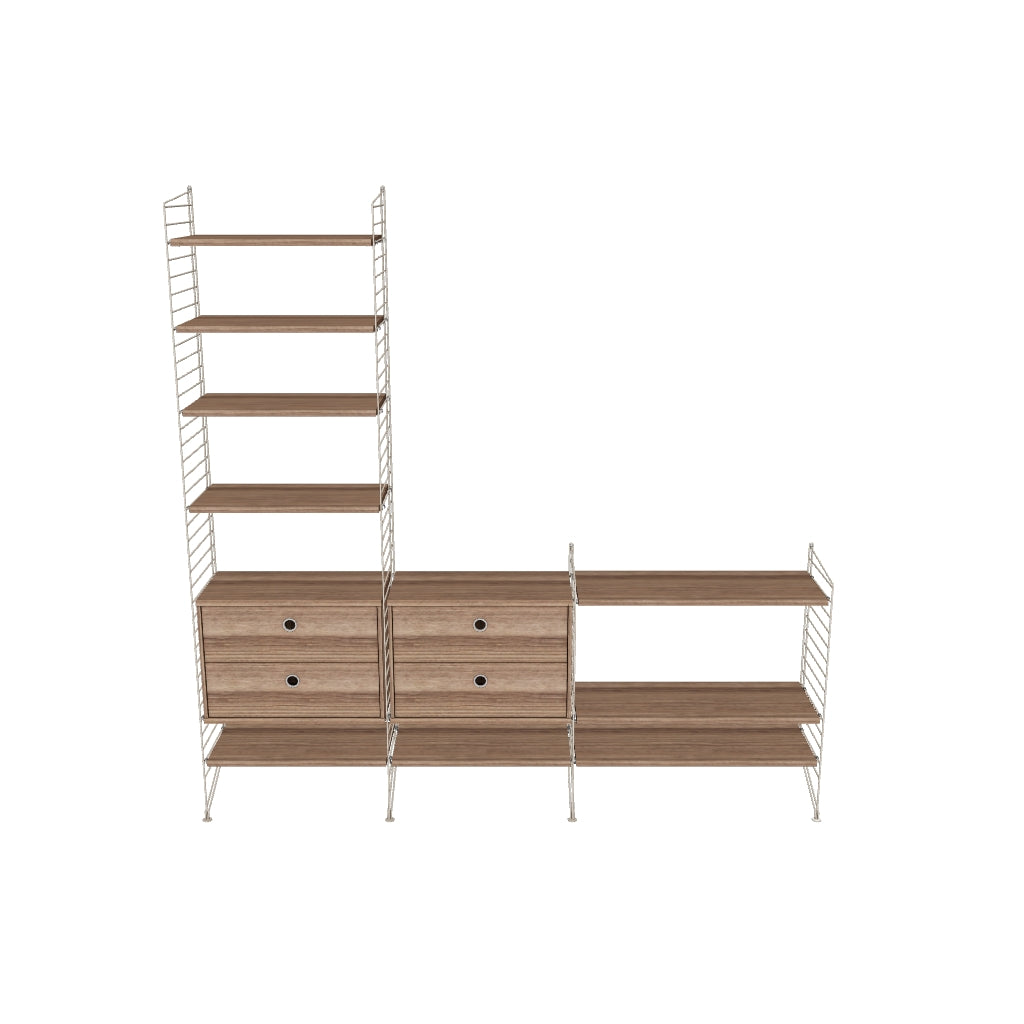 Ensemble de salon J - 3D - Beige - Noyer